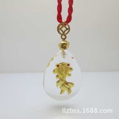 林珑珠宝晶美金水晶包金新款金鱼吊坠 灵动倩影，匠心之作
